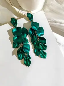 DressBerry Green Silver-Plated Contemporary Drop Earrings