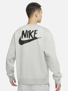 Nike Sportswear Brand Logo Printed Fleece Crew Neck Pullover Sweatshirt