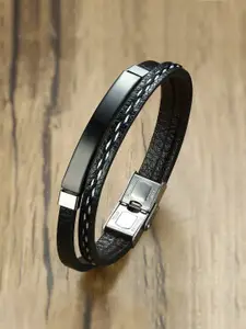 WROGN Men Leather Wraparound Bracelet