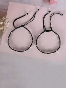 NVR Silver-Plated Stone-Studded & Beaded Anklet