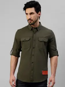 Royal Enfield Slim Fit Roll-Up Sleeves Casual Shirt