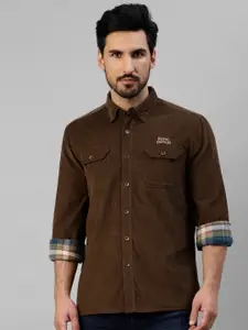 Royal Enfield Spread Collar Corduroy Cotton Casual Shirt