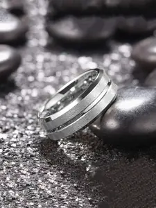 WROGN Men Rhodium-Plated Stainless Steel Finger Ring