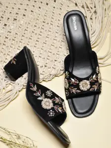 SHRIVAS BY ARCHITA MEHTA Embellished Velvet Ethnic Block Heels