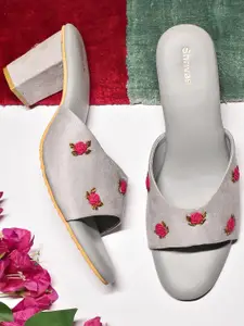 SHRIVAS BY ARCHITA MEHTA Embellished Suede Ethnic Block Heels