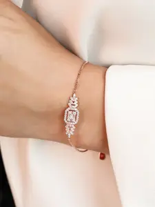 Zavya Women Rose Gold-Plated CZ Studded Sterling Silver Bracelet