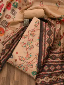 Koskii Bandhani Printed Thread Work Chanderi Unstitched Dress Material