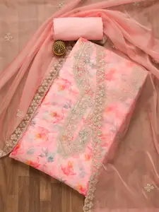 Koskii Floral Embroidered Unstitched Dress Material