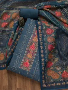 Koskii Ethnic Motifs Thread Work Sequinned Unstitched Dress Material