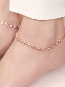 Zavya Women Set of 2 Rose Gold-Plated Sterling Silver Anklets