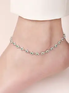 Zavya Women Rhodium-Plated Sterling Silver Anklets