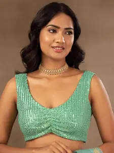 Indya Luxe Sequinned Embellished V-Neck Saree Blouse