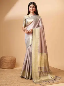 PHEASANT Ethnic Motifs Woven Design Zari Pure Silk Banarasi Saree