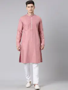 TheEthnic.Co Yoke Design Mandarin Collar Cotton Straight Kurta