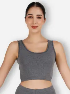 SELFCARE Round Neck Sleeveless Cropped Thermal Top