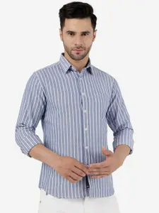 Greenfibre Slim Fit Vertical Striped Pure Cotton Casual Shirt