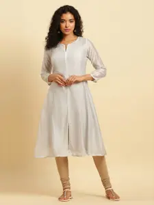 W Round Notched Neck Sequinned A-Line Kurta