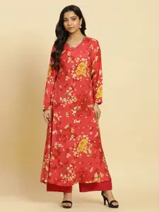 W Floral Printed Sequinned A-Line Kurta