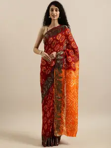 Geroo Jaipur Bandhani Printed Zari Detailed Bandhani Saree