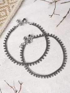 TEEJH Silver-Plated Ghungroo Anklets