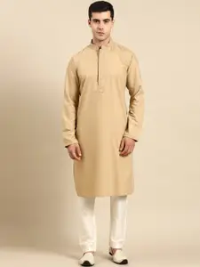TheEthnic.Co Thread Work Mandarin Collar Cotton Kurta