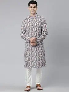 TheEthnic.Co Abstract Printed Mandarin Collar Kurta