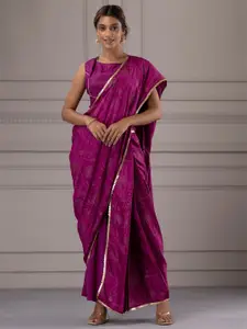 Geroo Jaipur Ethnic Motifs Printed Satin Saree