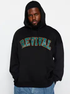 Trendyol Typography Printed Hooded Pullover Sweatshirt