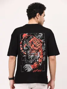 Leotude Graphic Printed Drop-Shoulder Sleeves Oversized Fit Casual T-shirt