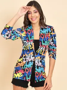 MAZIE Typography Printed Single-Breasted Blazers