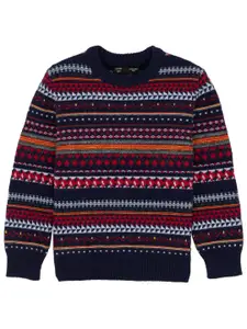 Status Quo Boys Geometric Self Design Acrylic Pullover Sweater