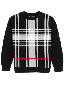 Status Quo Boys Checked Acrylic Pullover Sweater