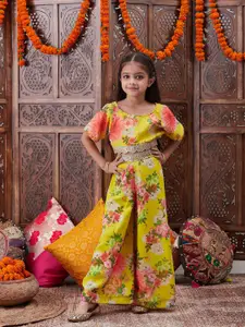pspeaches Girls Floral Printed Top With Palazzos