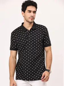 Leotude Geometric Printed Polo Collar T-shirt
