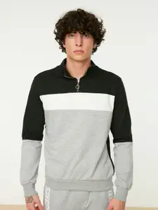 Trendyol Colourblocked Shirt Collar Pullover Sweatshirt