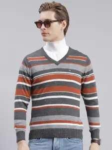 Monte Carlo Striped V-Neck Pullover Sweater