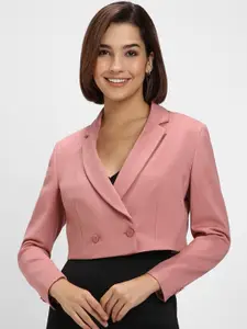FOREVER 21 Double-Breasted Notched Lapel Crop Blazers