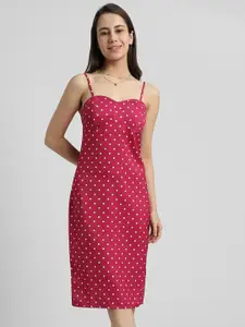 FOREVER 21 Pink Polka Dots Printed Sheath Dress