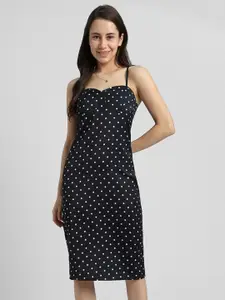 FOREVER 21 Polka Dots Printed Shoulder Straps Sheath Dress