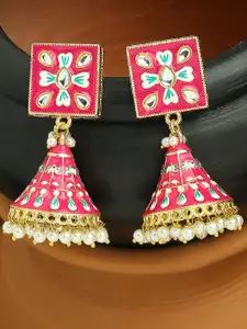 OOMPH Kundan Studded Geometric Jhumkas
