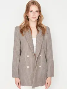 Trendyol Striped Double-Breasted Notched Lapel Blazers