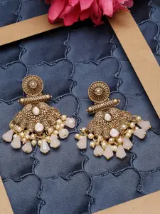 ADIVA Gold-Plated Contemporary Artificial Beads Drop Earrings
