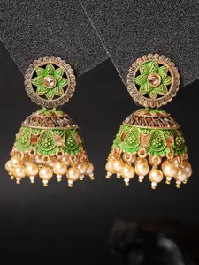 ADIVA Gold-Plated Floral Jhumkas Earrings