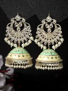ADIVA Gold-Plated Meenakari Enamelled Dome Shaped Jhumka