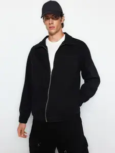 Trendyol Spread Collar Long Sleeve Zip Detail Cotton Denim Jacket