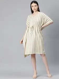 Cottinfab Striped Kimono Sleeve Cotton Kaftan Dress