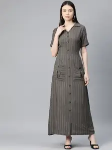 Cottinfab Striped Shirt Maxi Dress