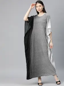 Cottinfab Printed Kimono Sleeve Crepe Kaftan Maxi Dress