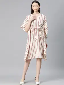 Cottinfab Striped Kimono Sleeve Kaftan Dress