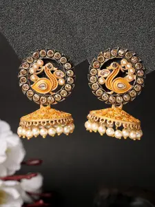 ADIVA Gold-Plated Peacock Shaped Jhumkas